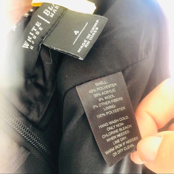 WHBM Black White Houndstooth Pencil Wool Knee length Slit Mini Straight Skirt 4 - Picture 8 of 9